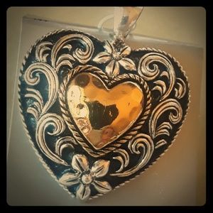 Gold and silver Western heart pendant